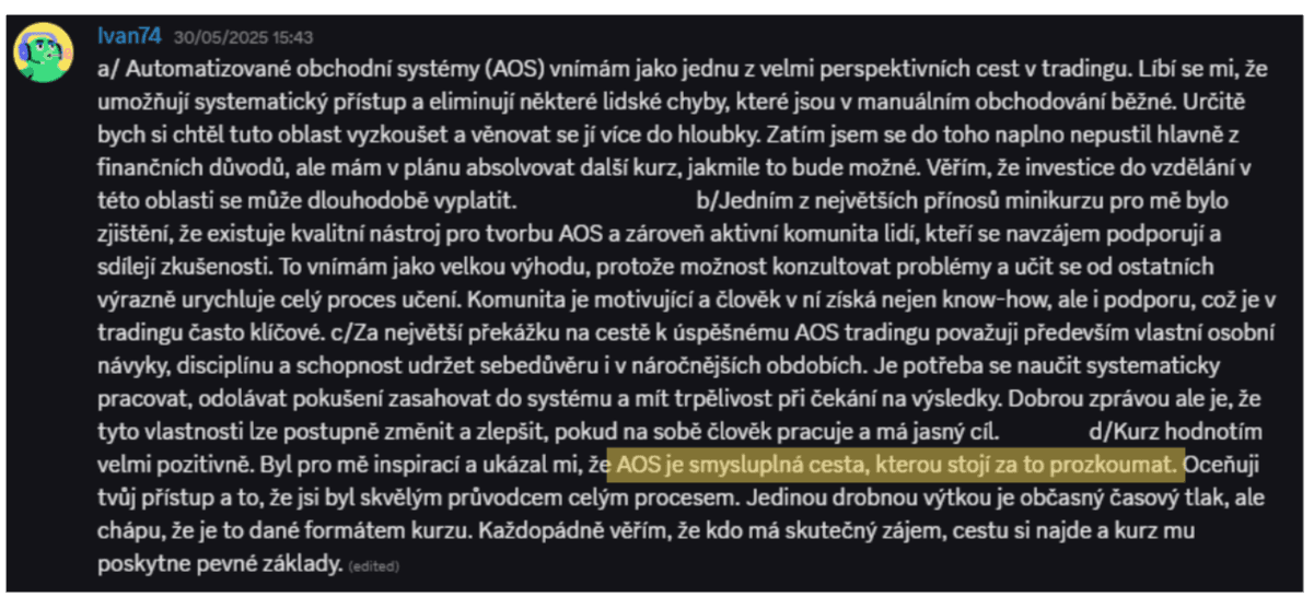 Reference účastníka StrategyLabu č. 3