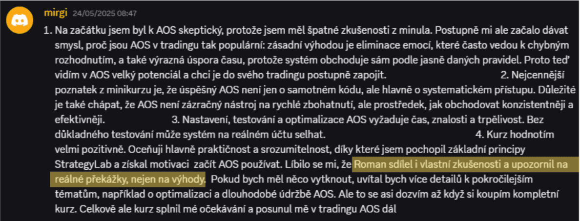 Reference účastníka StrategyLabu č. 6