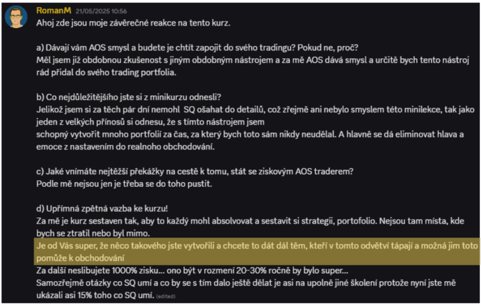 Reference účastníka StrategyLabu č. 7
